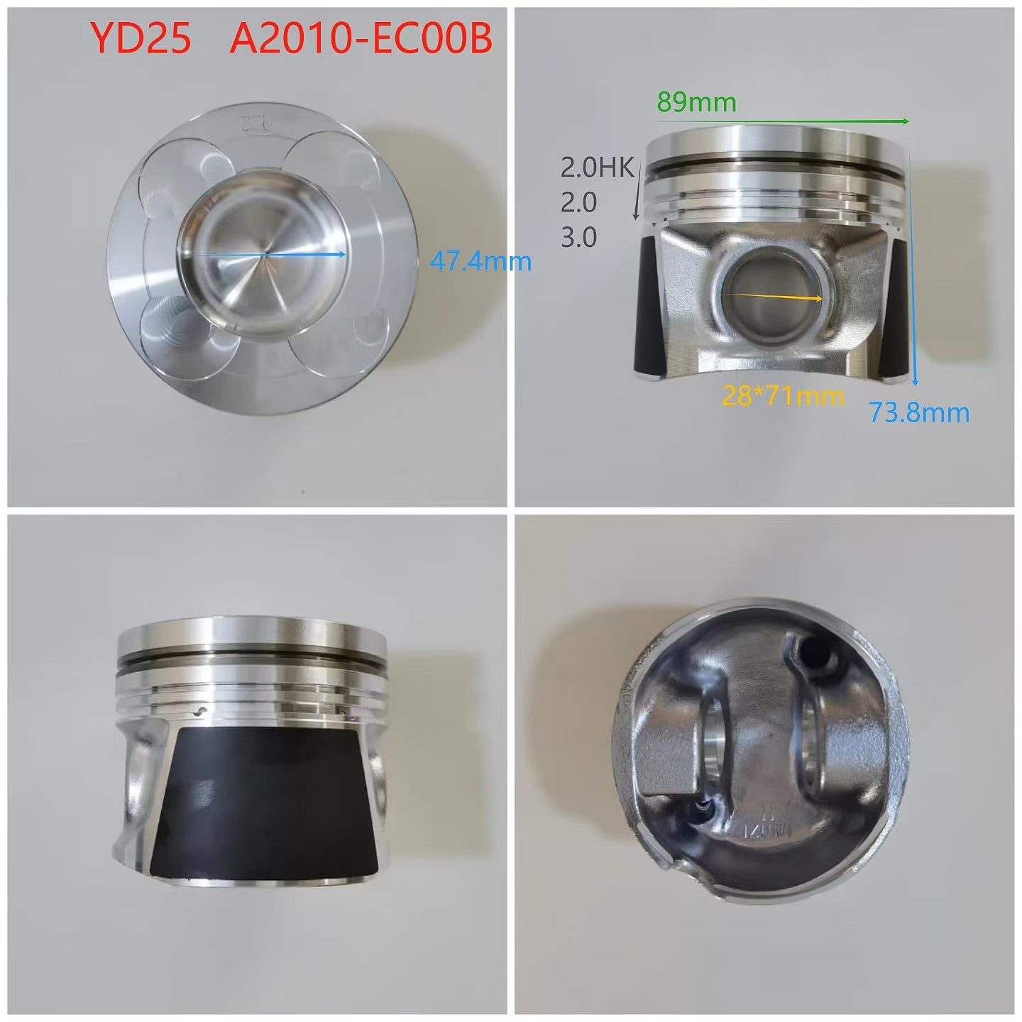 NISSAN YD25 A2010-EC00B 12010-EB70A Diesel Piston